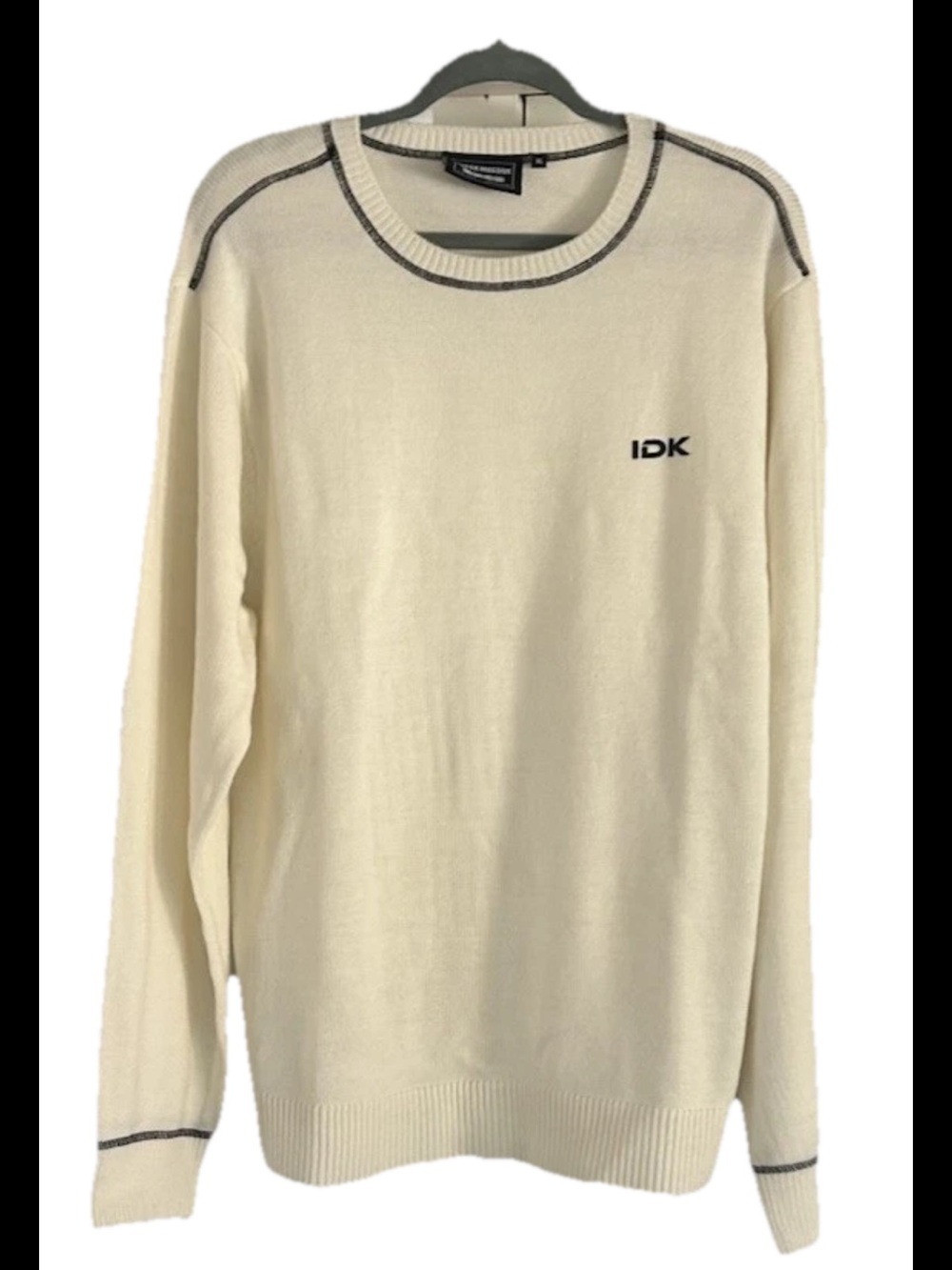 IDK Super Massive Men's Knit Pullover Sweater Crew Neck White XL Dreamers Club